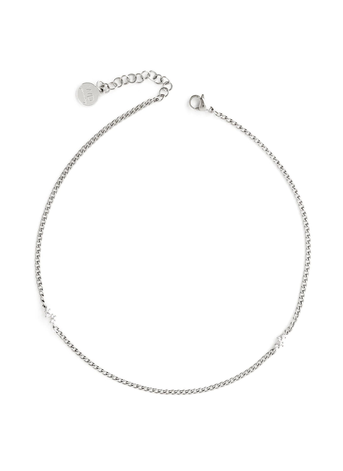 Strada chain and crystal necklace - silver