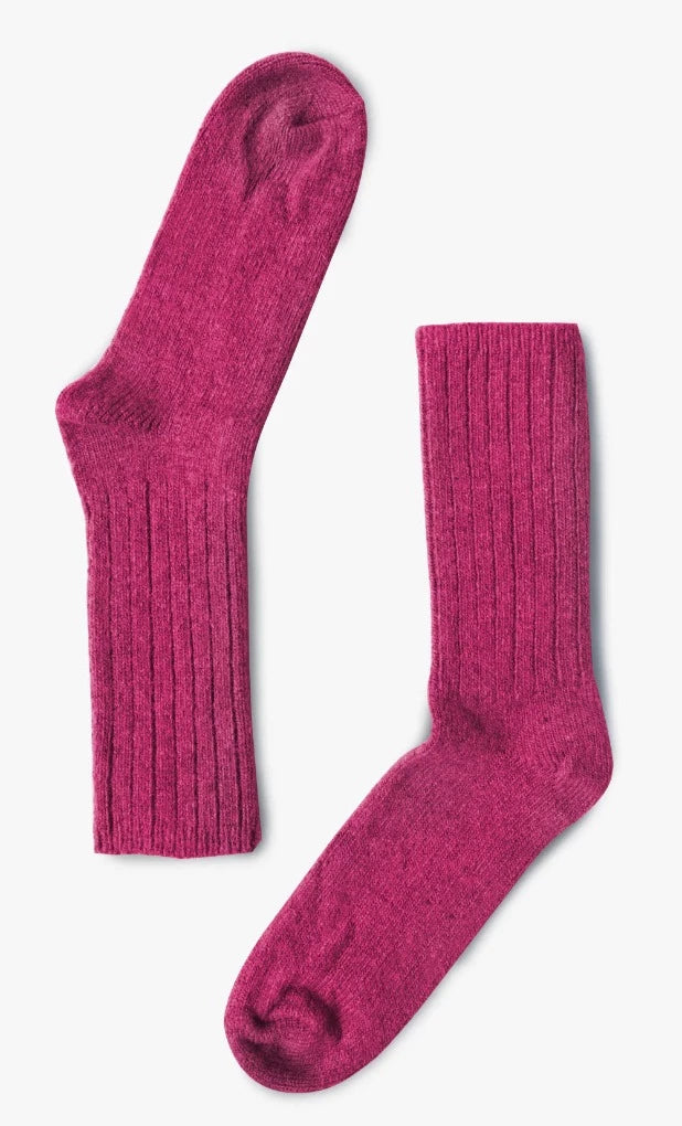 Fuchsia merino wool and lamb socks