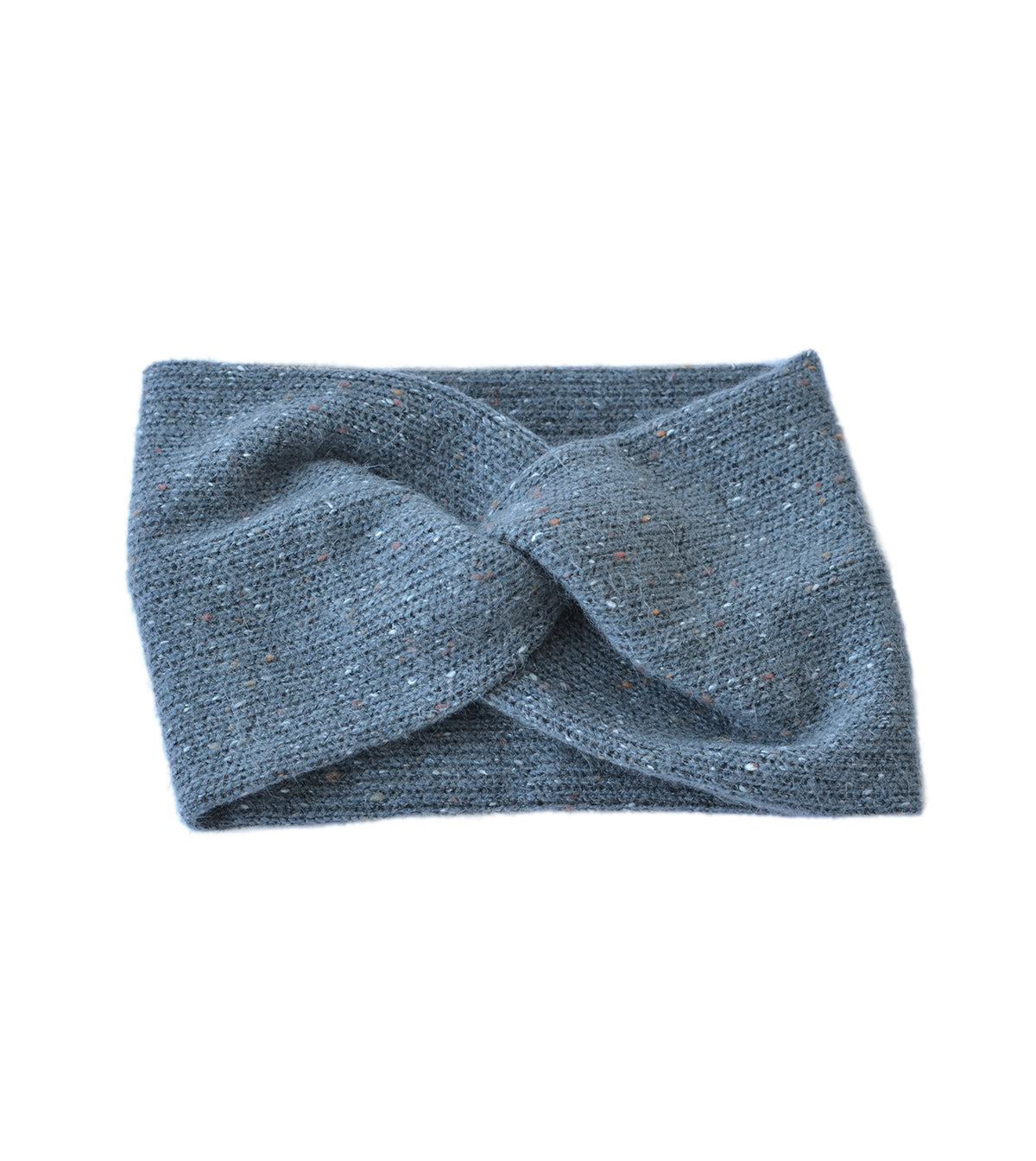 Bandeau croisé tricot bleu par Baluchon fait au Québec