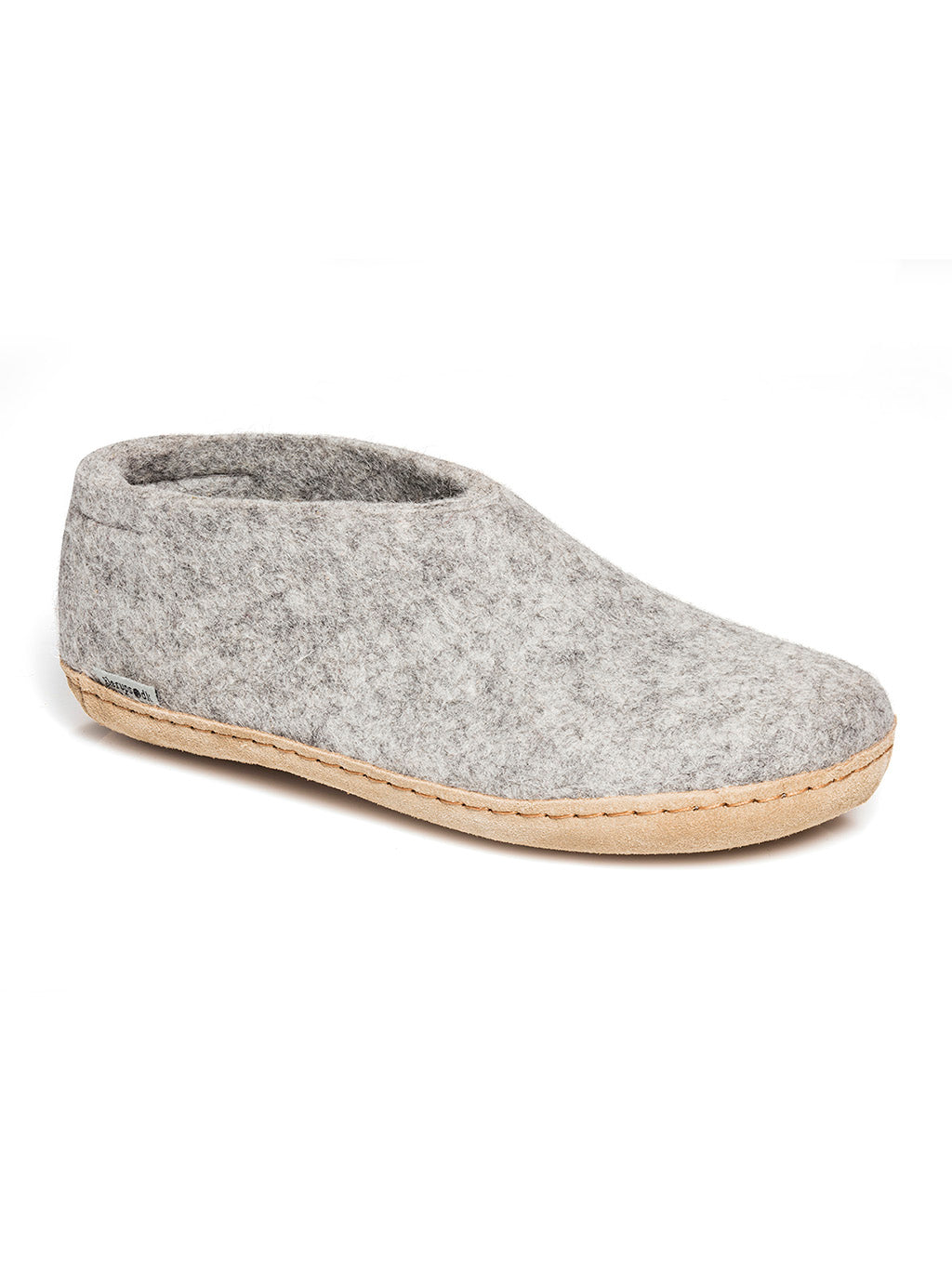 Chaussure de laine grise avec semelle en cuir