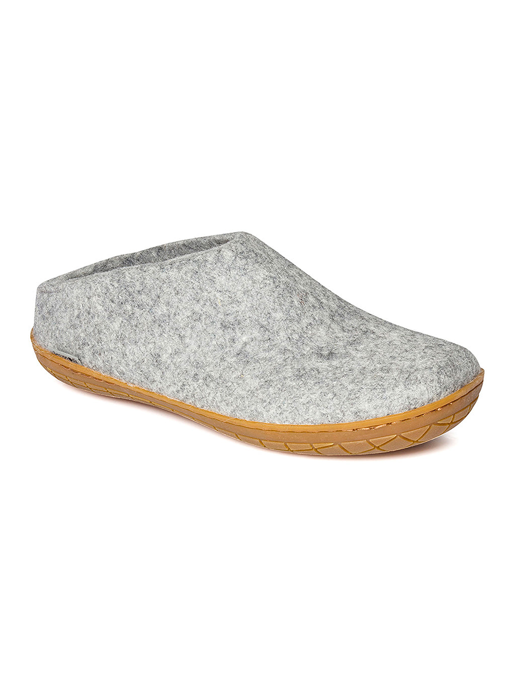 Gray wool slipper with rubber sole