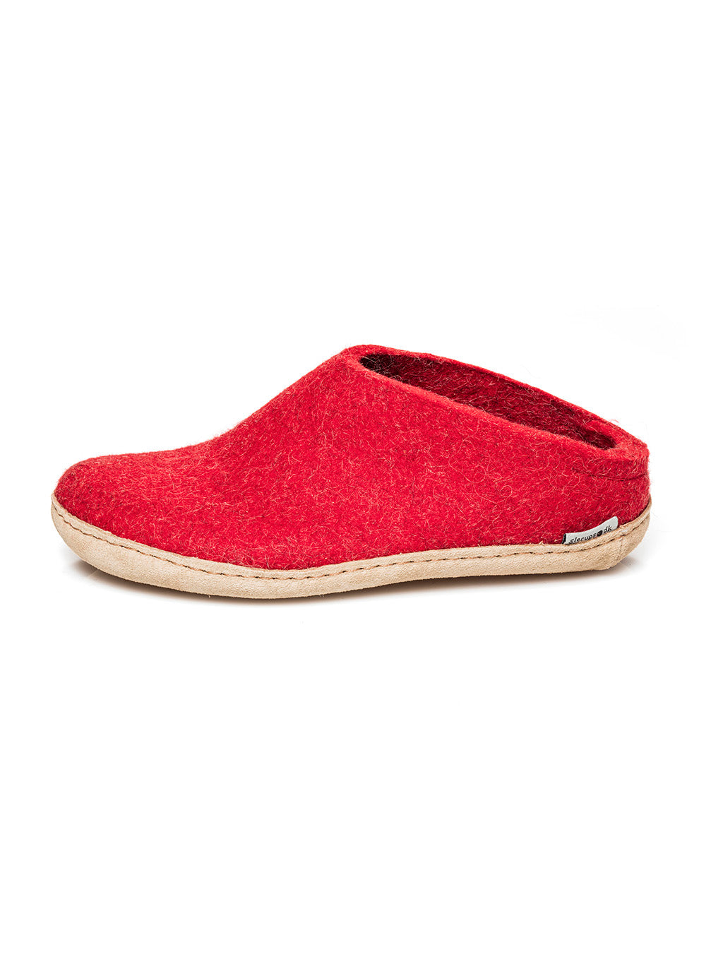 Red wool slipper with leather sole * size 35 *