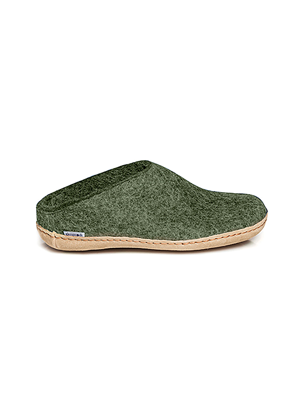 Forest green wool clover with leather sole