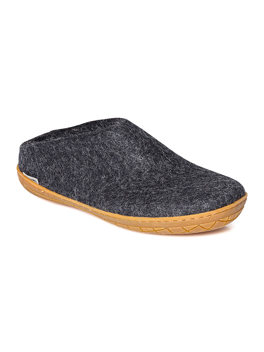 Black-coal wool slipper with rubber sole