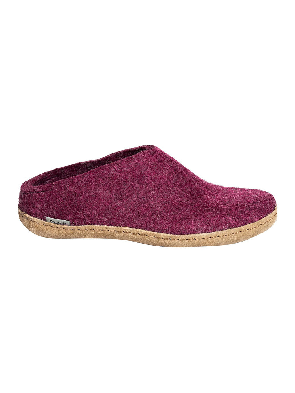 Cranberry wool slipper with leather sole