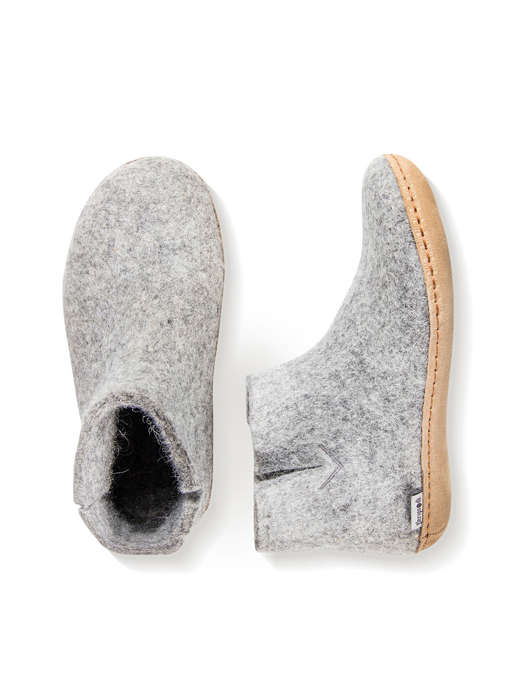 Slipper gray wool with leather sole