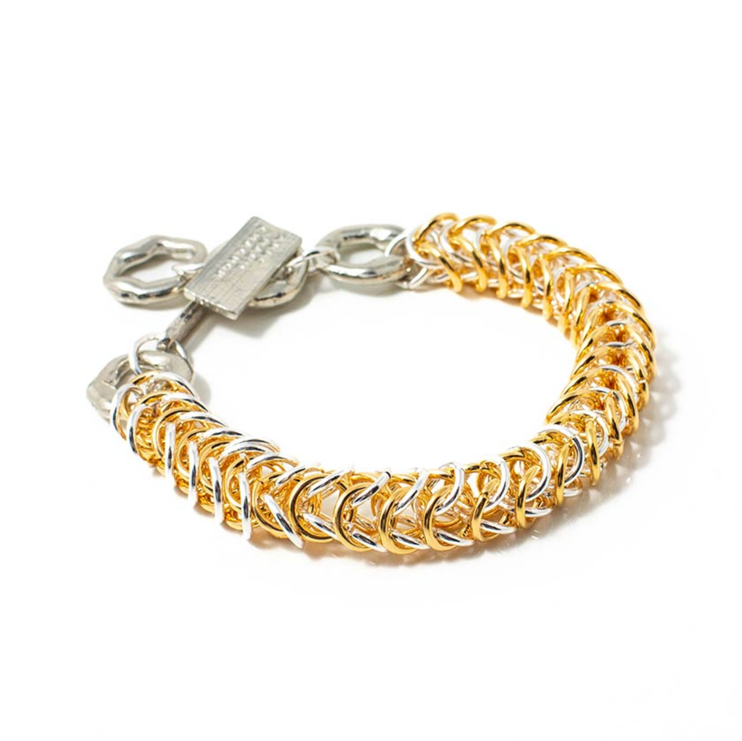 Bracelet Saru argenté et or