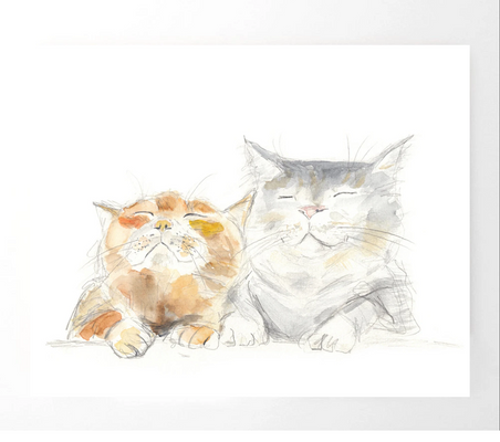 Affiche Deux chats amoureux 12x16 pouces par Sophie Dufresne Guindon
