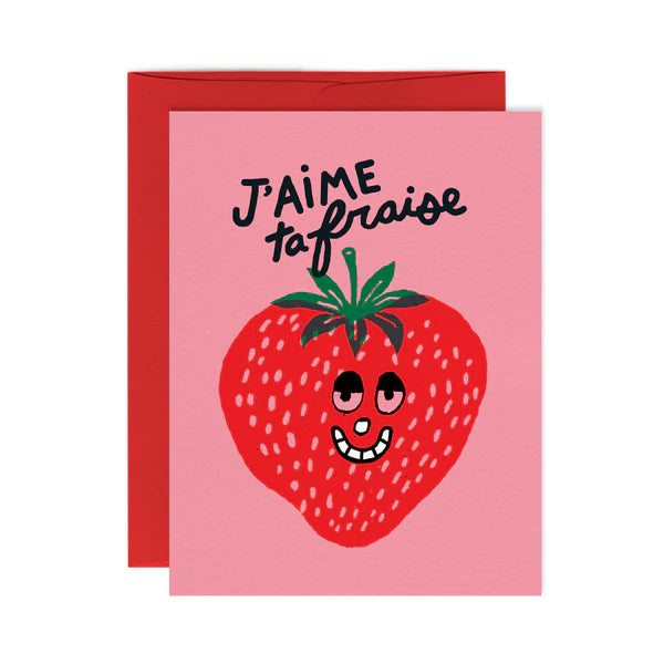 Carte de souhaits "J' aime ta fraise"